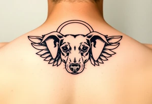 Dachshund ears with wings and halo tattoo idea