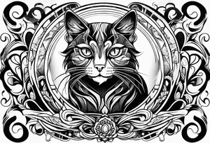 black dark cat vectorized futuristically tattoo idea