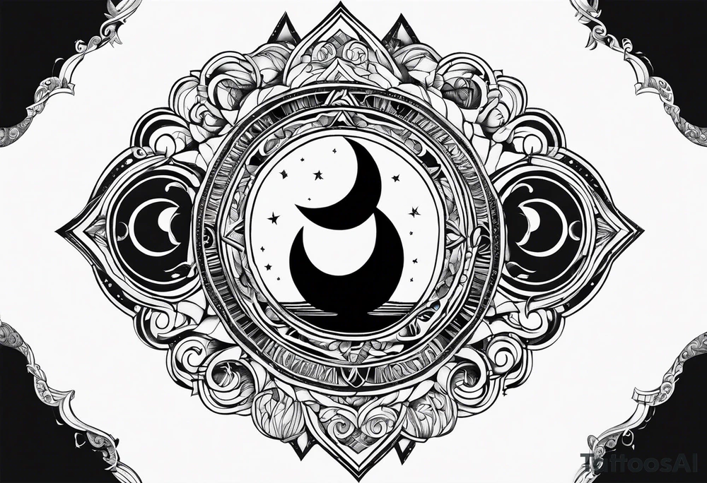 infinity symbol with the sun by onw side and the moon by the other tattoo idea