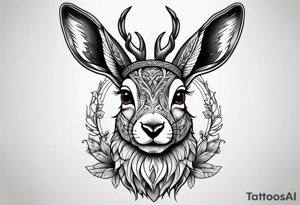 neo traditional jackelope tattoo idea
