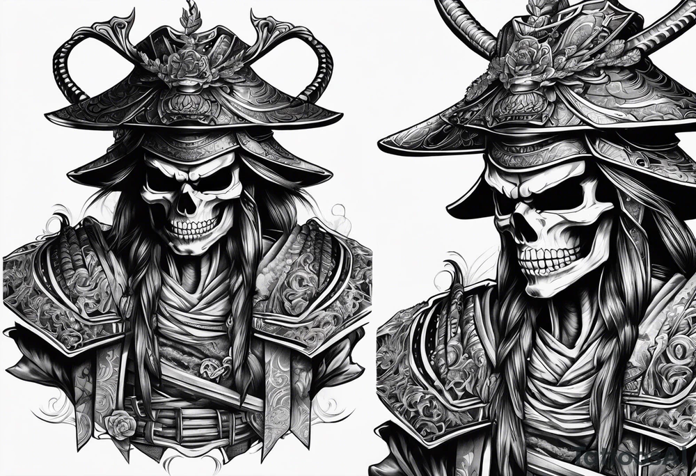 Skeleton samurai tattoo idea