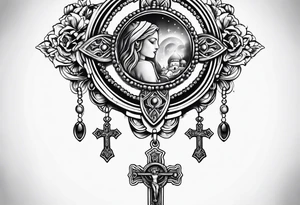 Rosary around hand tattoo idea