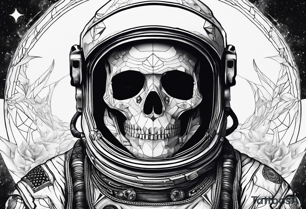 astronaut with a skelletal face tattoo idea