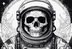 astronaut with a skelletal face tattoo idea