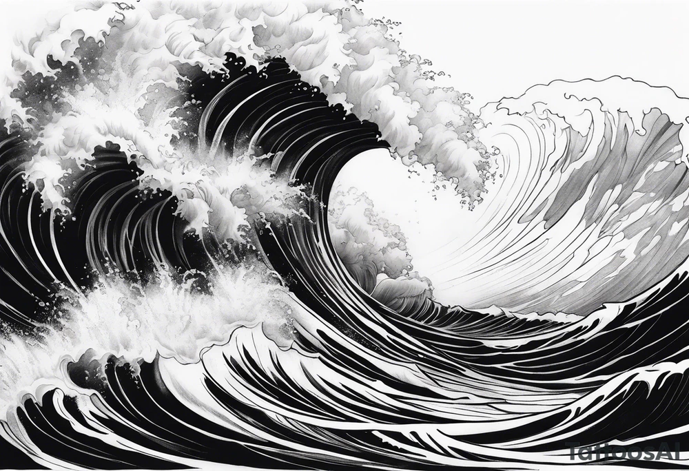 god, stormy sea, full length tattoo idea