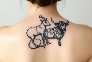 Rat, goat, dog and ox tattoo idea