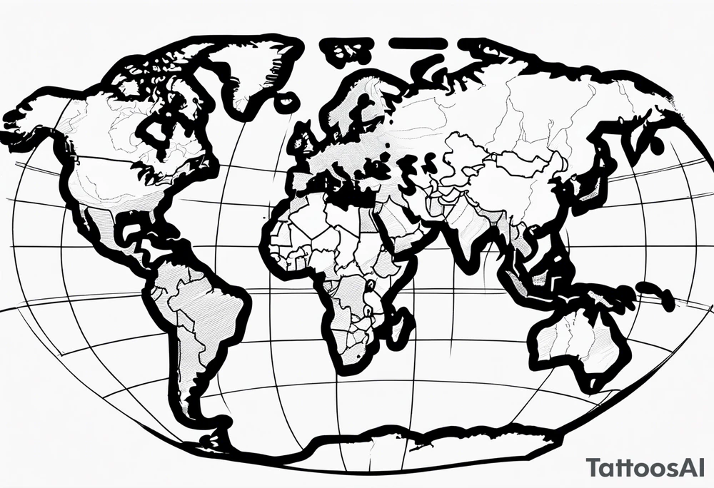 the earth with a flat map design without borders tattoo idea the earth with a flat map design without borders tattoo idea