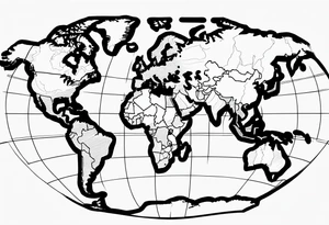 the earth with a flat map design without borders tattoo idea