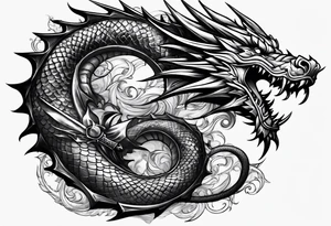 show me a tattoo design where there is a sword and a dragon wrapped around it tattoo idea