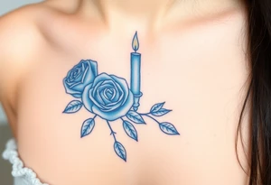 Blue, 2 roses, 2 candles tattoo idea