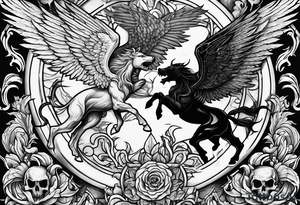 Angel vs Demon for all mankind tattoo idea