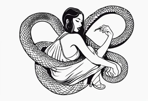 make a snake tattoo with a girl hanging on it tattoo idea