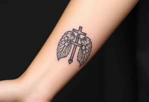 YH WH in lungs with cross and grape vines tattoo idea