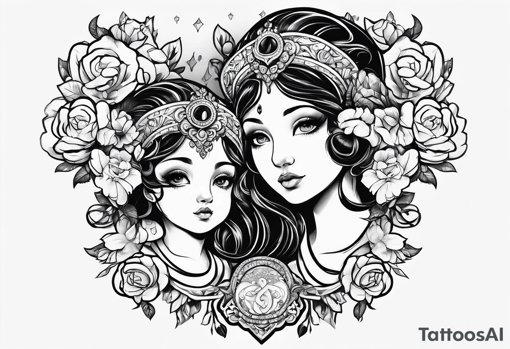 Mom aries and 2 small aries as children tattoo idea