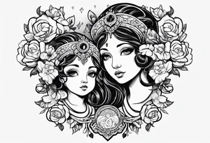 Mom aries and 2 small aries as children tattoo idea