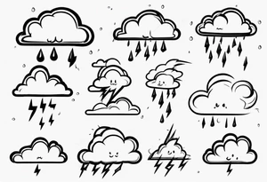 a cloud with rain and thunder tattoo idea