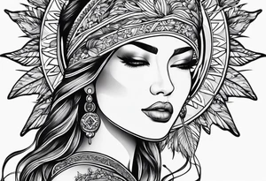 sun and woman tattoo idea