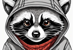 raccoon wearing a Superman hoodie tattoo idea