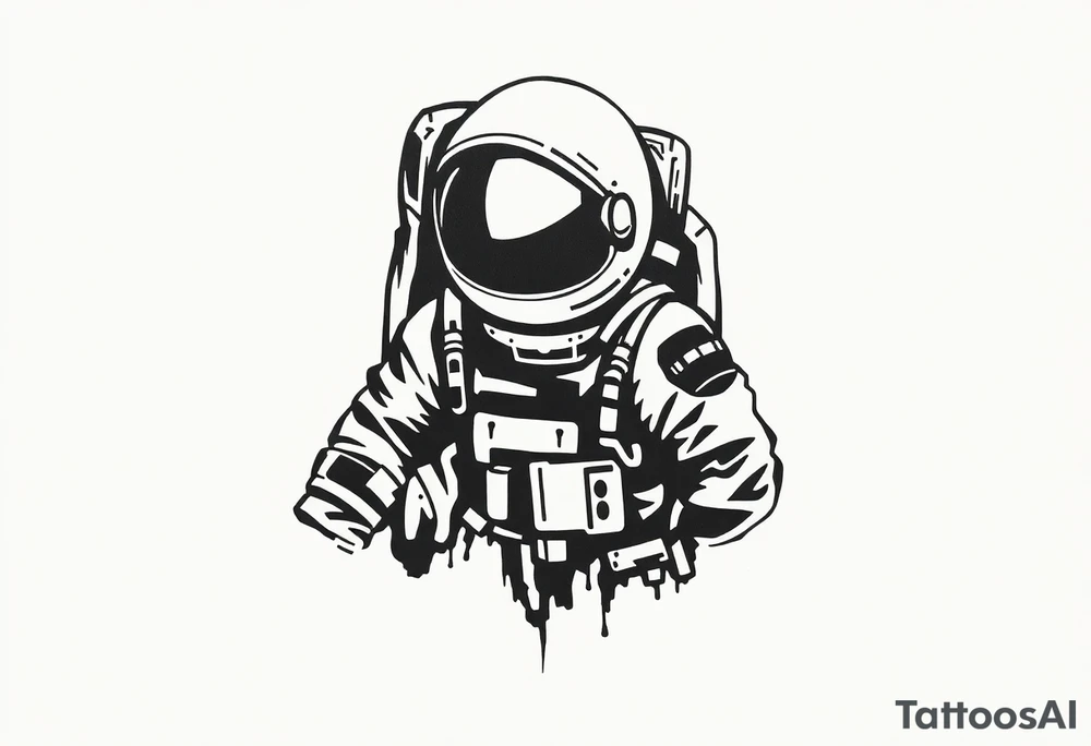 A realistic stencil silhouettestyle drawing of a astronaut tattoo idea