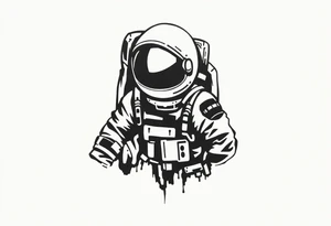 A realistic stencil silhouettestyle drawing of a astronaut tattoo idea