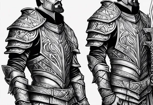 Armor arms full with sword tattoo idea