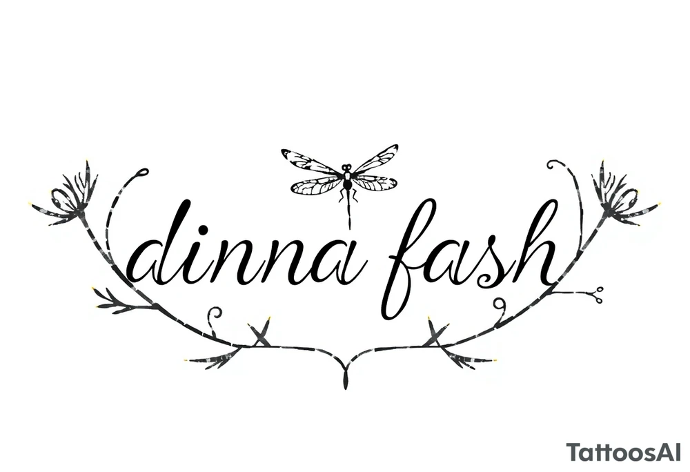 minimaliste simple for hand thistle with dragonfly text : dinna fash tattoo idea