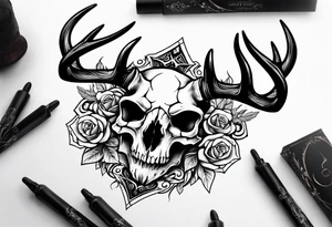 European mount mule deer skull plain tattoo idea