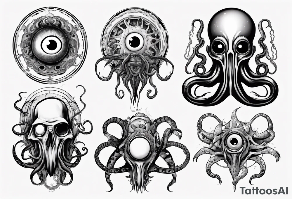 lovecraft them with eye and tentacle tattoo idea