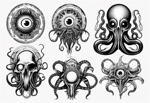 lovecraft them with eye and tentacle tattoo idea