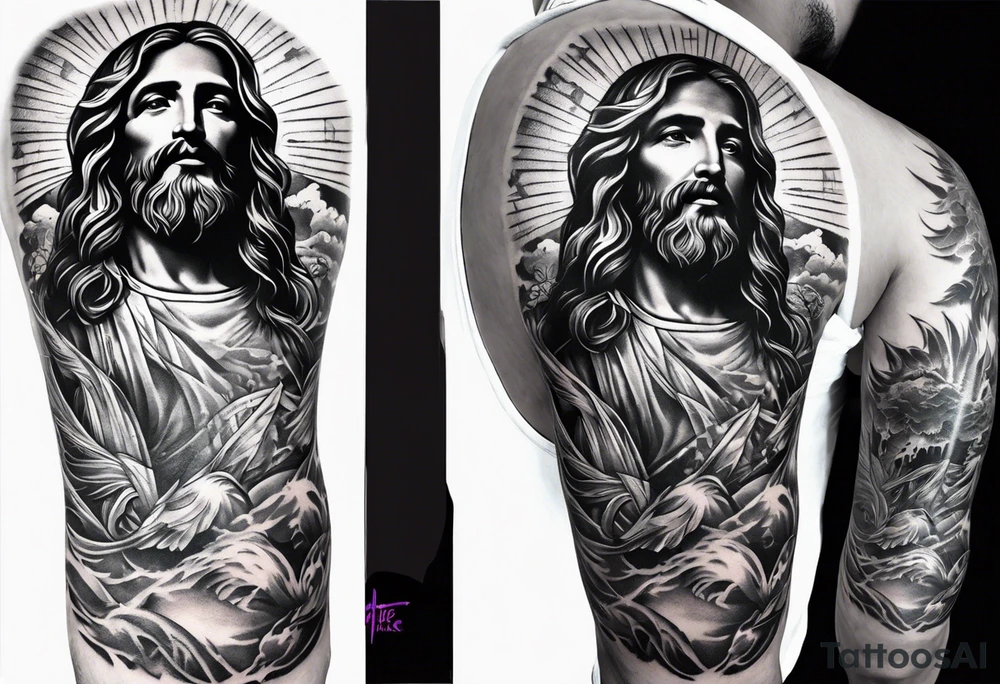 jesus side leg tattoo tattoo idea