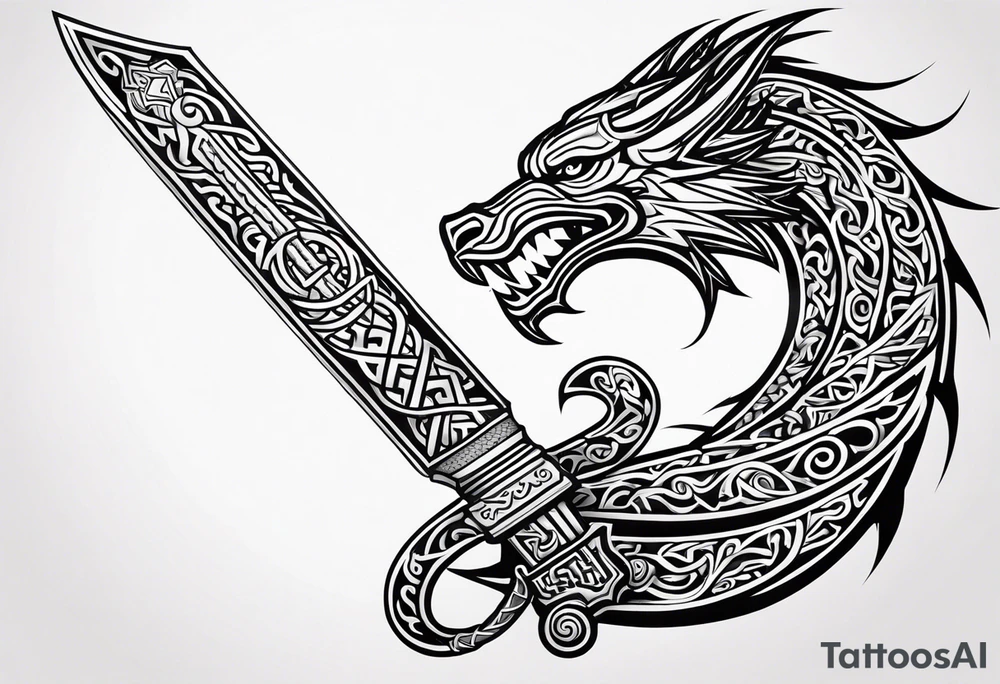 Viking sword Valhalla dragon tattoo idea