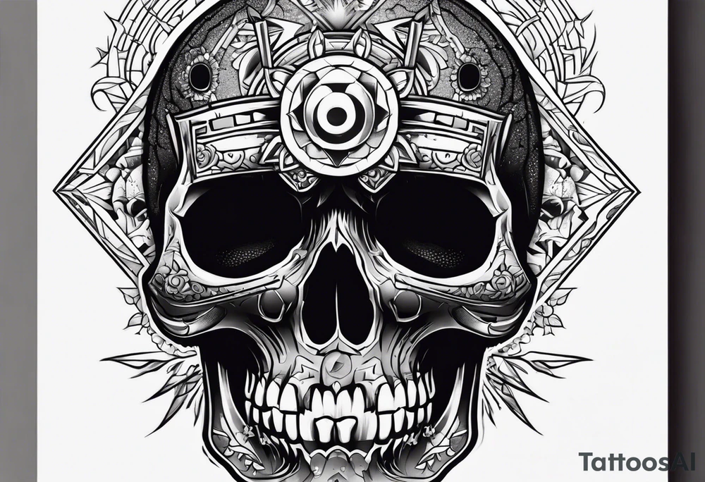 small dark skull with bullet hole eyes tattoo idea