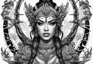 kaali with multiple arms with weapons tattoo idea