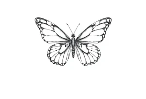 A butterfly with the name “euan” incorporated into the butterflies wings tattoo idea