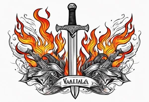 valhalla sword  funeral on fire tattoo idea