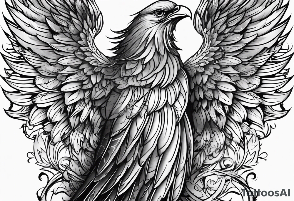 Christian, Phoenix, strong, shy , grey character tattoo idea