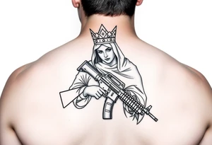 Saint Barbara carrying an M4 rifle tattoo idea