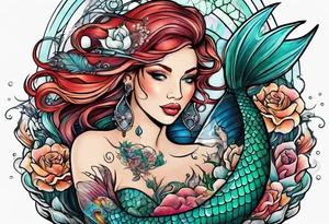 Mermaid with knife tattoo idea