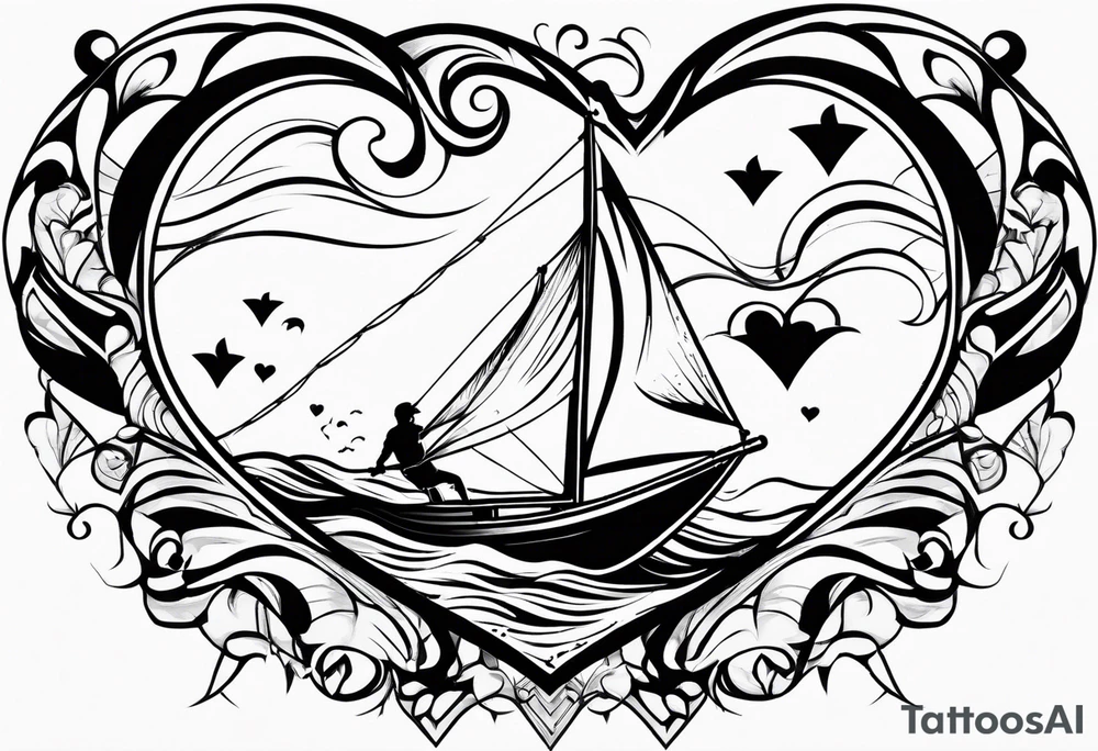I want a tattoo of a kitesurfer with a heart-shaped sail tattoo idea