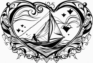 I want a tattoo of a kitesurfer with a heart-shaped sail tattoo idea