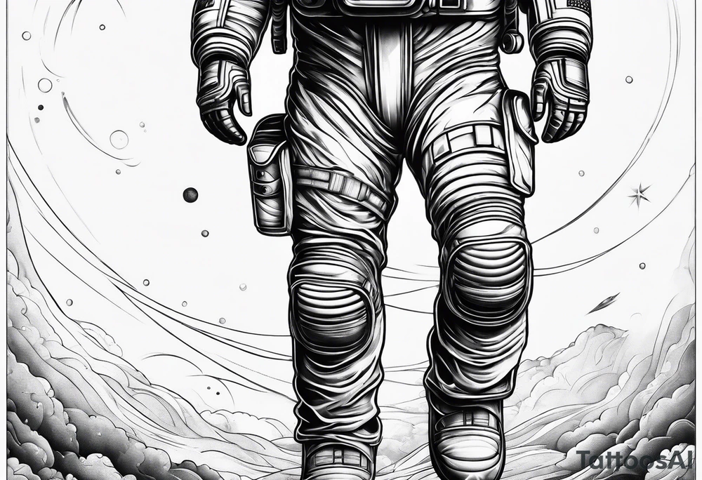 standing astronaut legs and feet tattoo idea