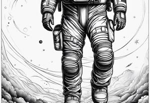 standing astronaut legs and feet tattoo idea