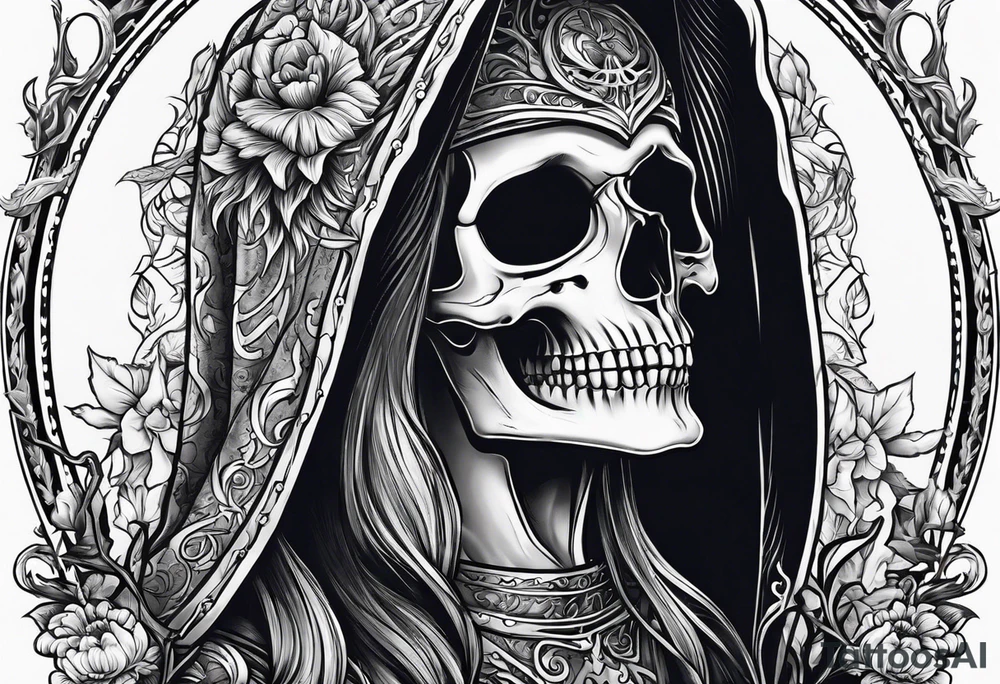 lady skeleton grim reaper satan tattoo idea