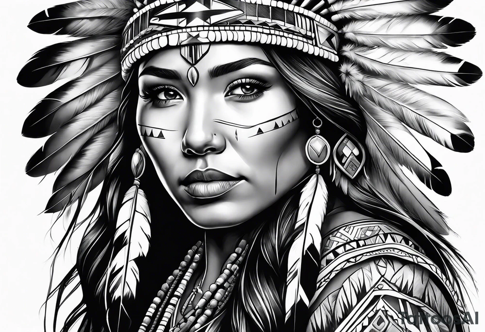 native American woman tattoo idea