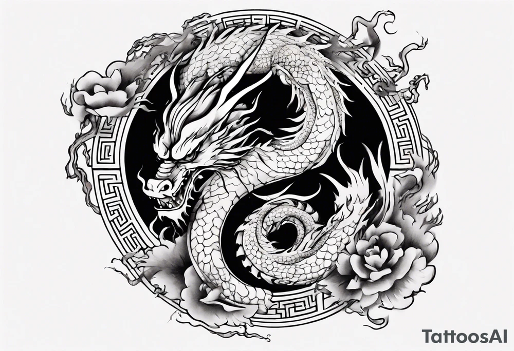 Number 24 with a Chinese dragon around it tattoo idea