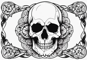 Memento mori written skull sleeve tattoo design tattoo idea