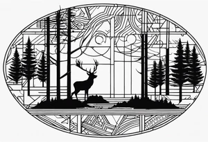 Wald silhouette mit Geometric Muster im Hintergrund tattoo idea