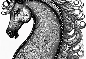 Seahorse made with drag pointillism tattoo idea