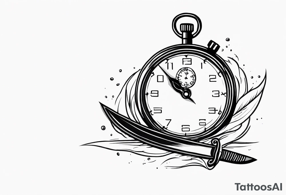 Stopwatch hanging from  a sword tattoo idea