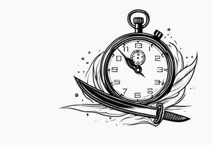 Stopwatch hanging from  a sword tattoo idea